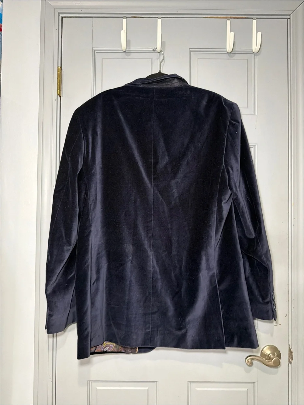 Men's Dark Navy Velvet Sport Coat with Paisley Lining